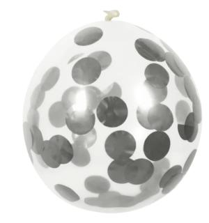 Sachet 5 ballons confettis couleur argent
