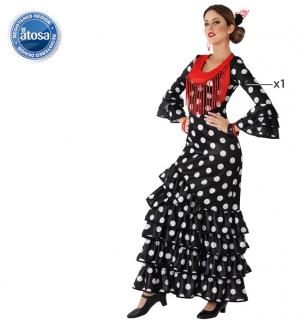 Robe espagnole noire pois blancs taille S